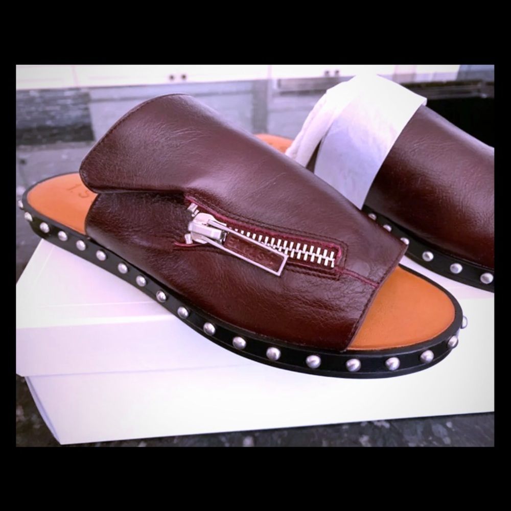 1.State leather and stud accent sandals